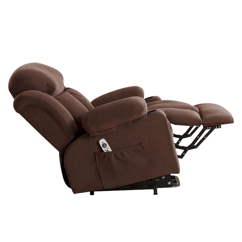 Grey Power Lift Recliner with Heated Massage, USB Charging, Remote Control, and Convenient Side Pockets for Seniors