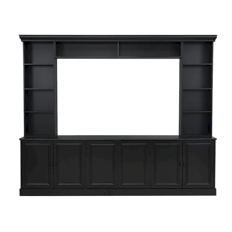4-Piece Entertainment Center Wall Unit Set with Bridge for TVs Up to 70 , TV Stand W/Adjustable Shelves, Large Media Console