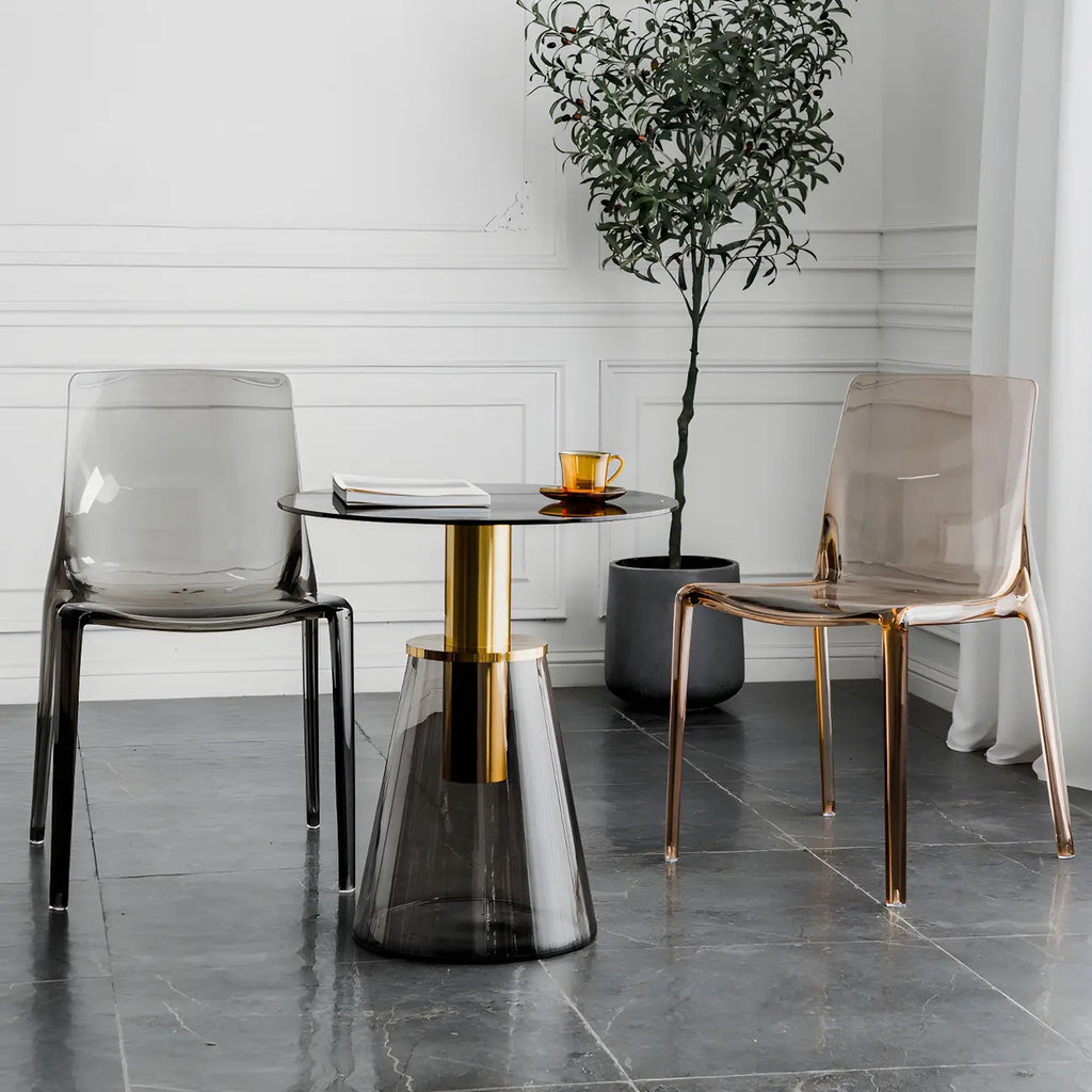 Amber Acrylic Armless Low Back Dining Chair