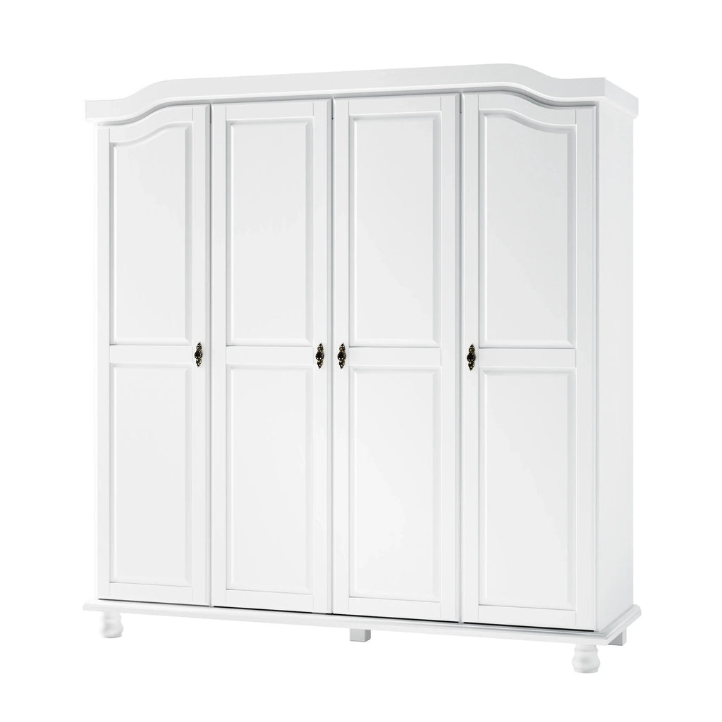 Palace Imports 100% Solid Wood Kyle 4-Door Wardrobe Armoire with Solid Wood or Mirrored Doors