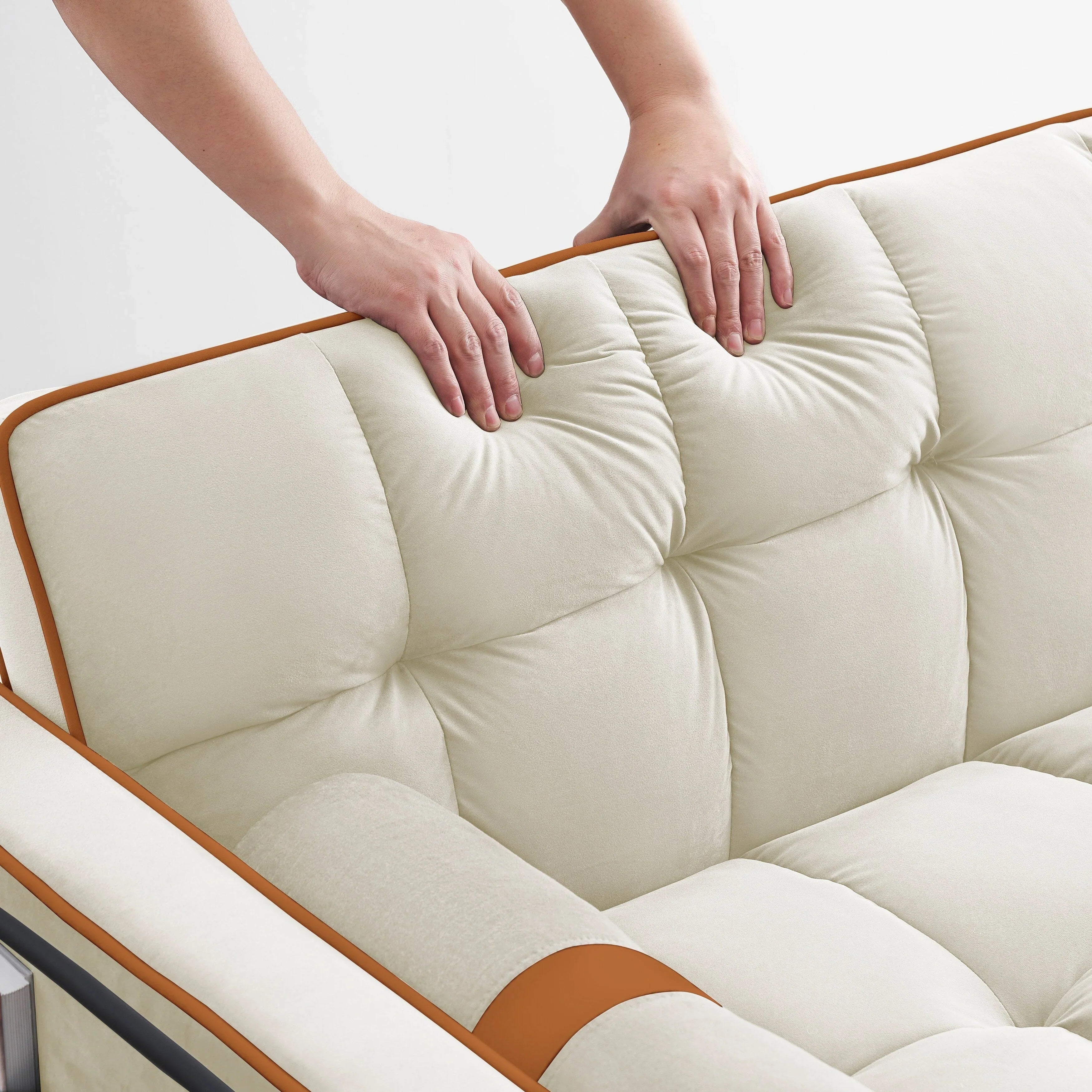 Velvet Convertible 55'' 2-Seater Sleeper Sofa with Pull-Out Bed, Adjustable Recline, Side Pockets, and Phone Holder