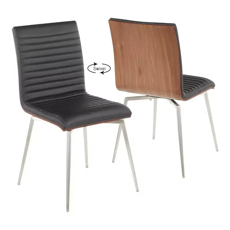Set di 2 sedie da pranzo moderne Mason girevoli con schienale in legno di noce - Lumisource