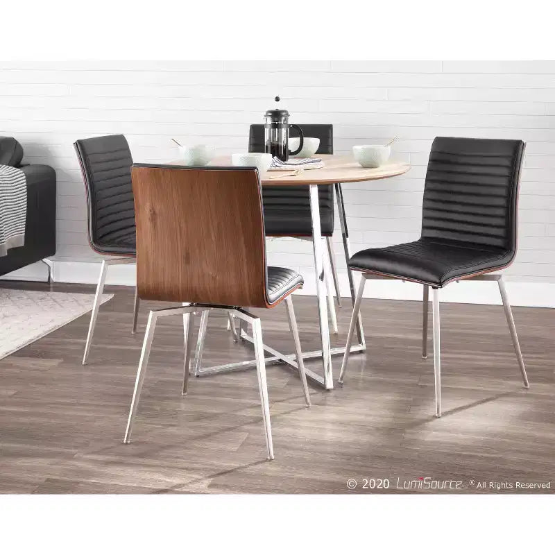 Set di 2 sedie da pranzo moderne Mason girevoli con schienale in legno di noce - Lumisource