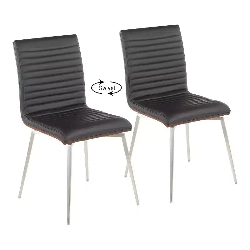 Set di 2 sedie da pranzo moderne Mason girevoli con schienale in legno di noce - Lumisource
