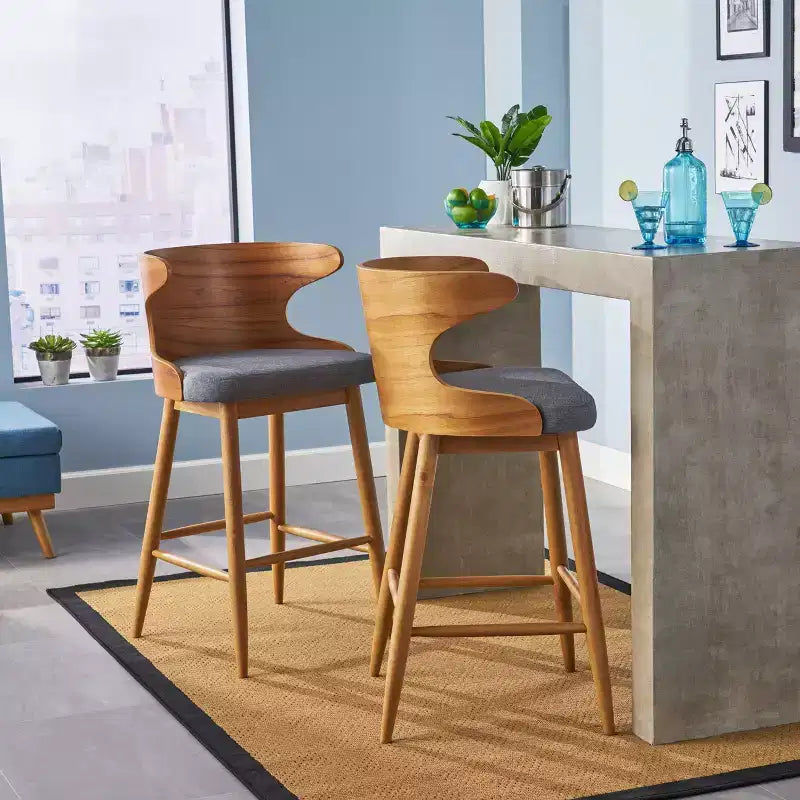 Set di 2 sgabelli da bar Kamryn in stile moderno di metà secolo - Christopher Knight Home