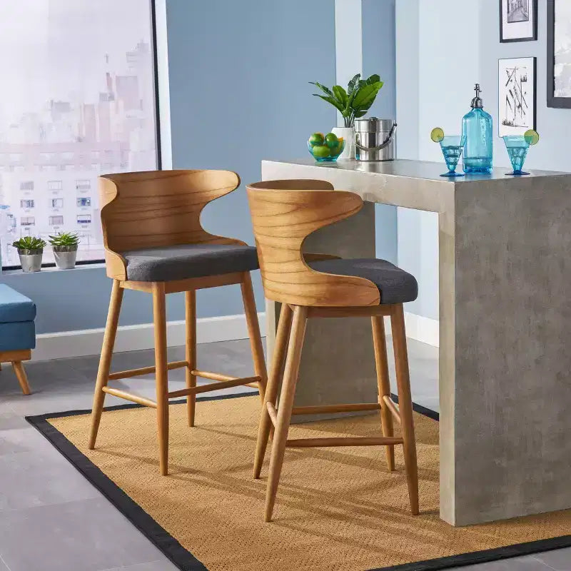 Set di 2 sgabelli da bar Kamryn in stile moderno di metà secolo - Christopher Knight Home