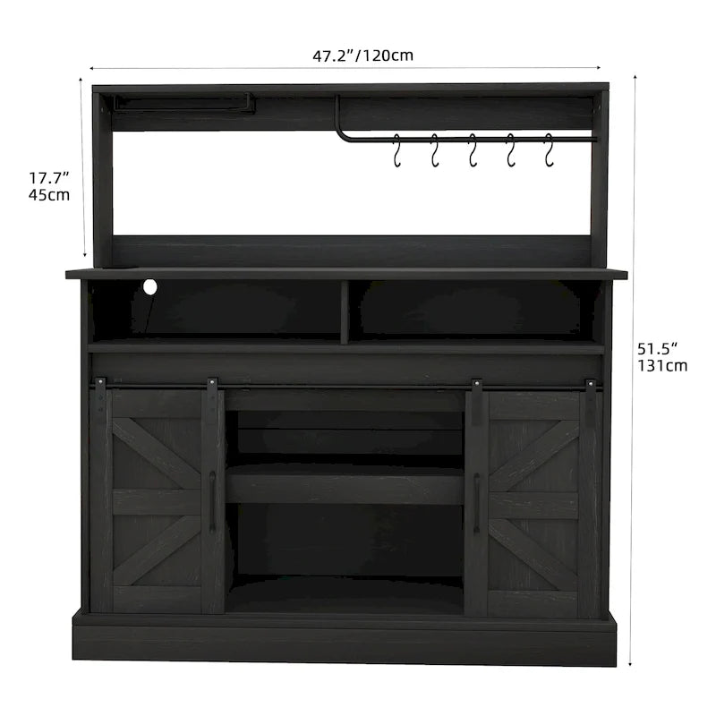 Moasis Farmhouse Coffee Bar Cabinet - 15.1D x 47.2W x 51.5H