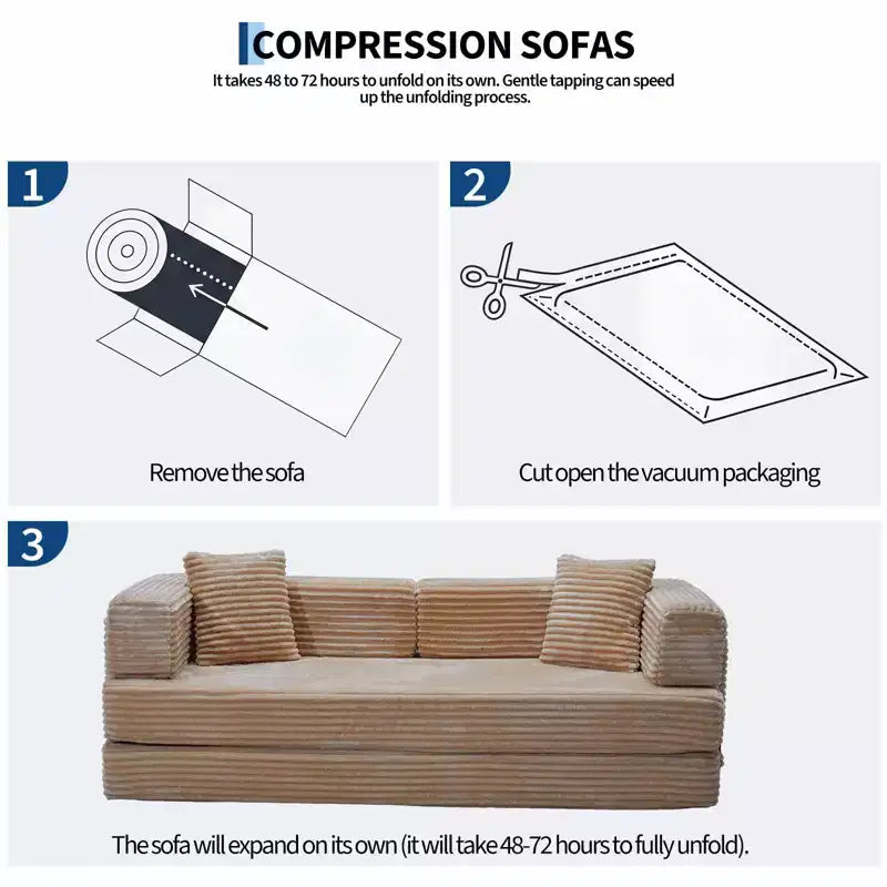 80.7 5-in-1 Convertible Sleeper Sofa Bed ??Corduroy, 1200 lbs, No Assembly
