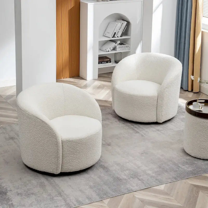 KINWELL 34 Wide Upholstered Swivel Accent Barrel Chair (Set of 2)