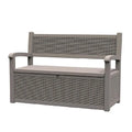 All-Weather Resin Storage Bench with Lockable Hidden Compartment - Rattan-Look Design, 500 lbs Capacity, 70-Gallon Storage