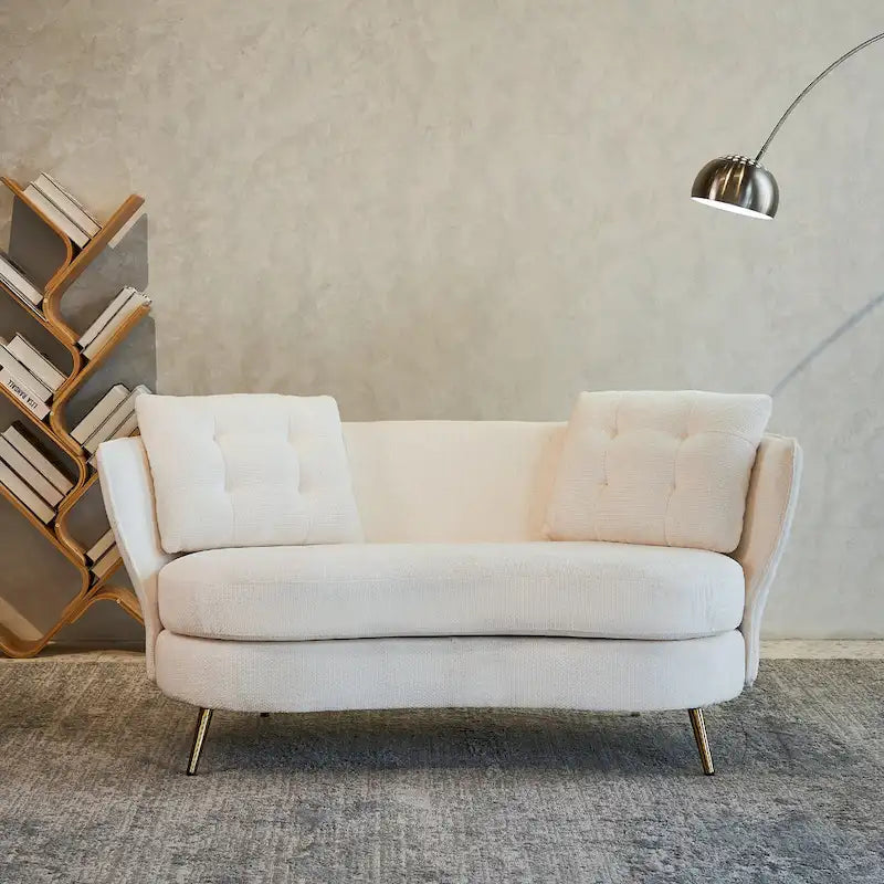 Velvet Loveseat Sofa with Golden Metal Legs for Living Room