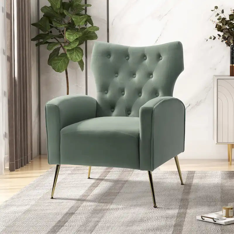 Abadiana Accent Tufted Chair with Metal Base