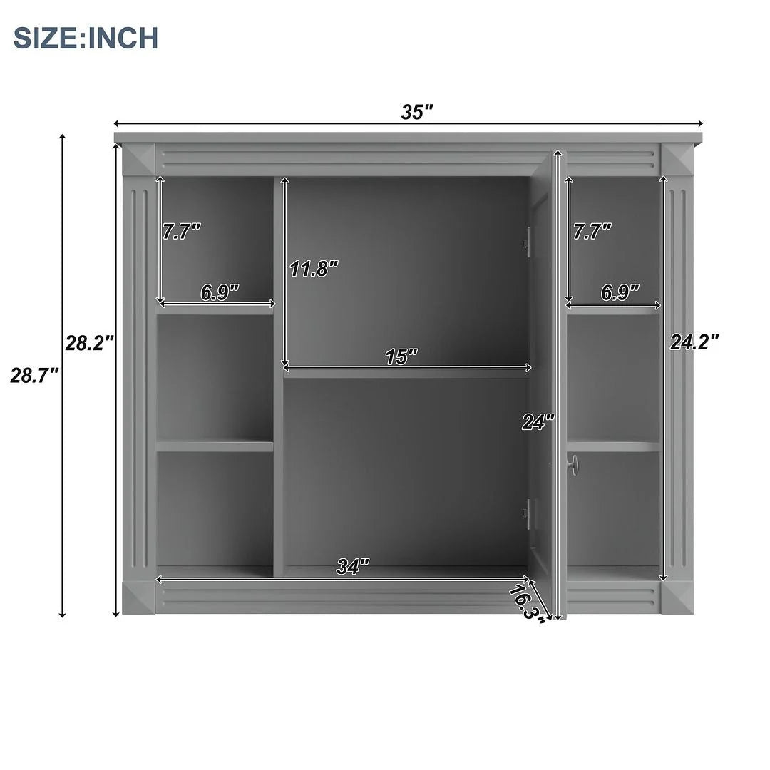 36'' Modern Bathroom Vanity with Top Sink and Mirror Cabinet,2 Doors and 2 Drawers