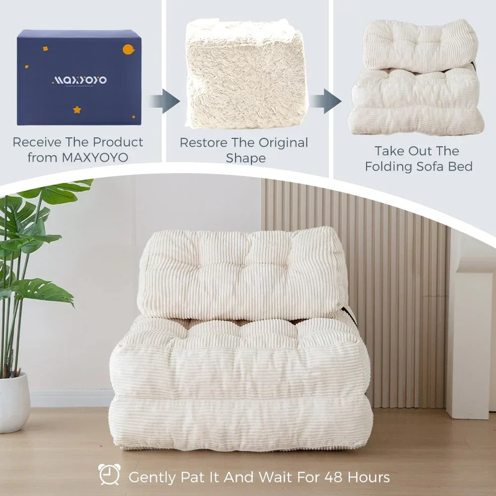 8 Corduroy Folding Couch Sofa Bed,Single