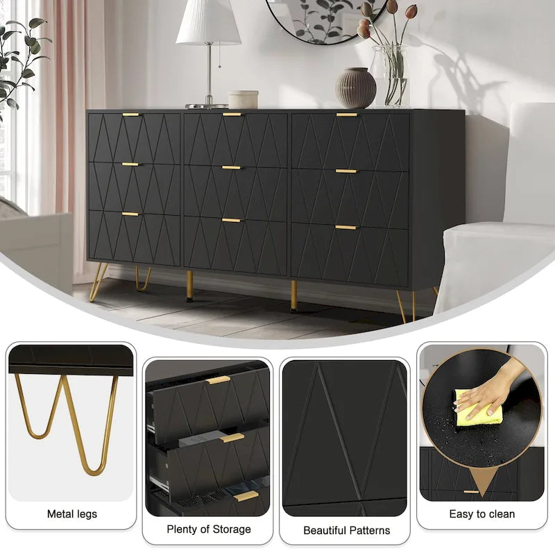 9 Drawers Chest Of Dresser Storage Tower Cabinet Bedroom Organizer