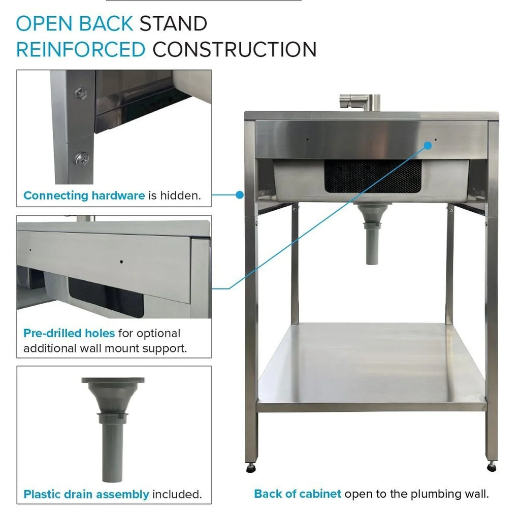 24-in W x 22-in D x 35-in H Stainless Steel Laundry Sink and Wash Stand