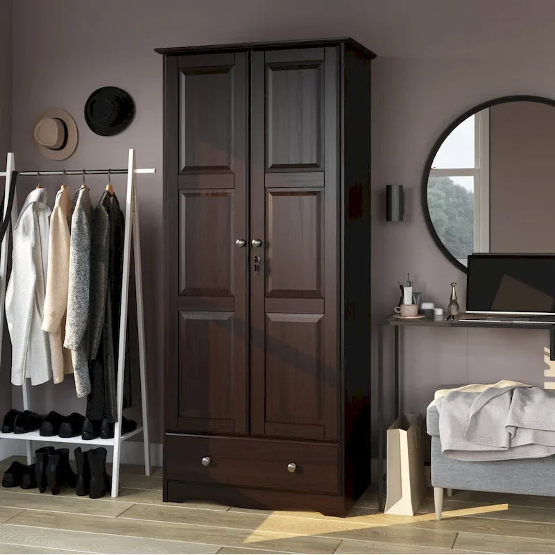 100% Solid Wood Flexible Wardrobe Armoire with Metal or Wooden Knobs