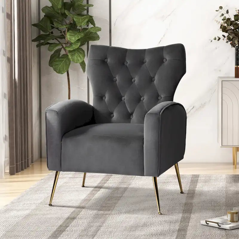 Abadiana Accent Tufted Chair with Metal Base
