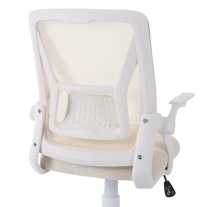Javlergo Chaise de Bureau Dossier Mi-Hauteur Pivotante avec Support Lombaire, Fauteuil de Bureau Ergonomique en Maille avec Accoudoirs