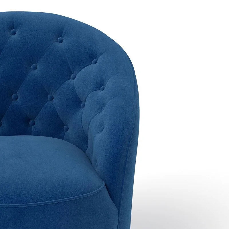 SEYNAR Modern Velvet Upholstered 360 Degree Swivel Barrel Chair with Button Tufted Back Set of 2