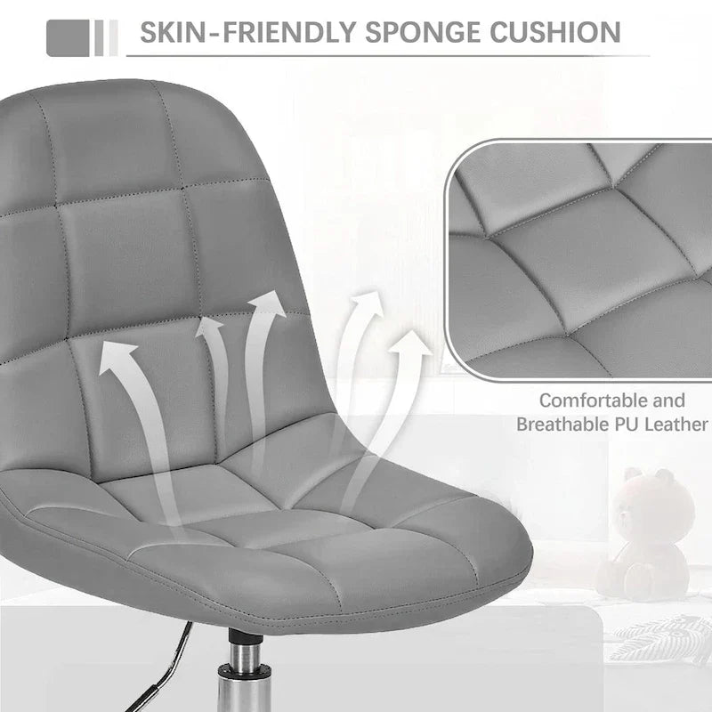 Javlergo Armless Home Office Chair, Height Adjustable Computer Desk Chair with Wheels