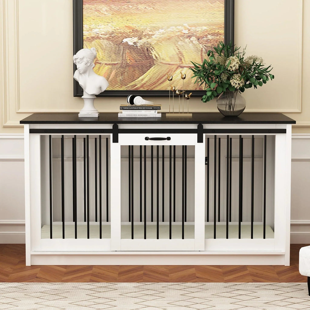 Pet Residence with Iron Tube Reinforcement Stylish & Sturdy Dog Crate