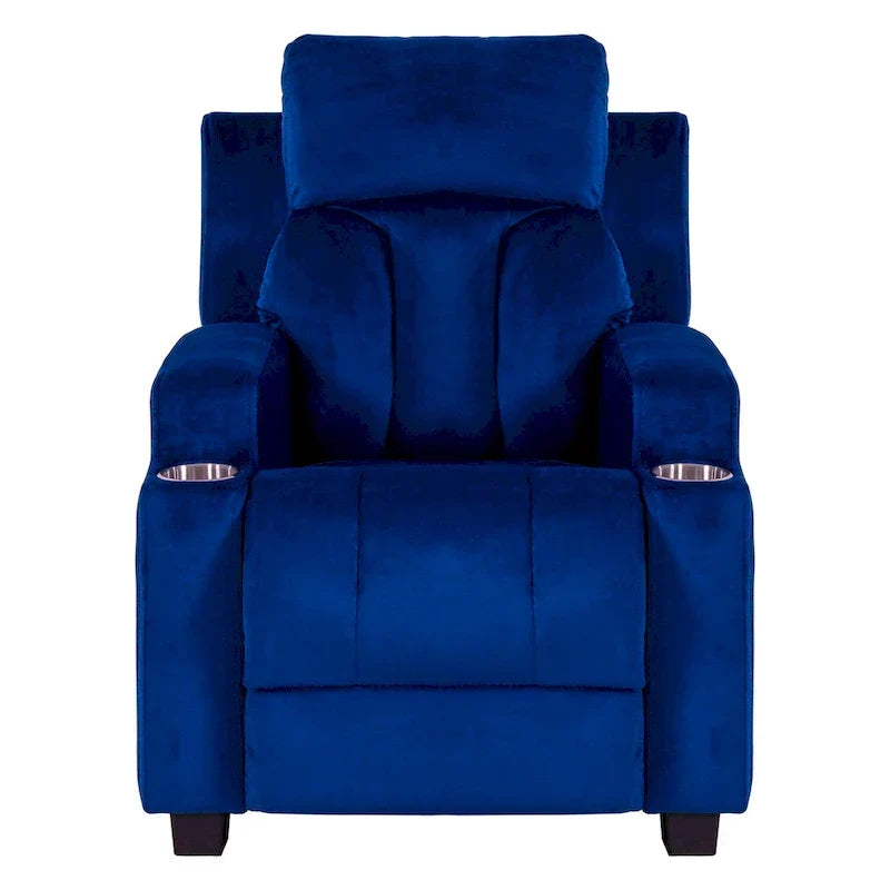 Deluxe Kids Recliner Chair with Footrest Headrest and 2 Cup Holders Microfiber Kids Recliner for Age 3+ Years