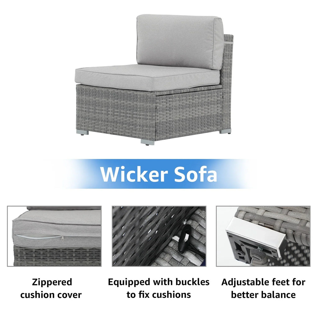Wicker/ Steel 7-piece Outdoor Cushioned Sectional Sofa Set