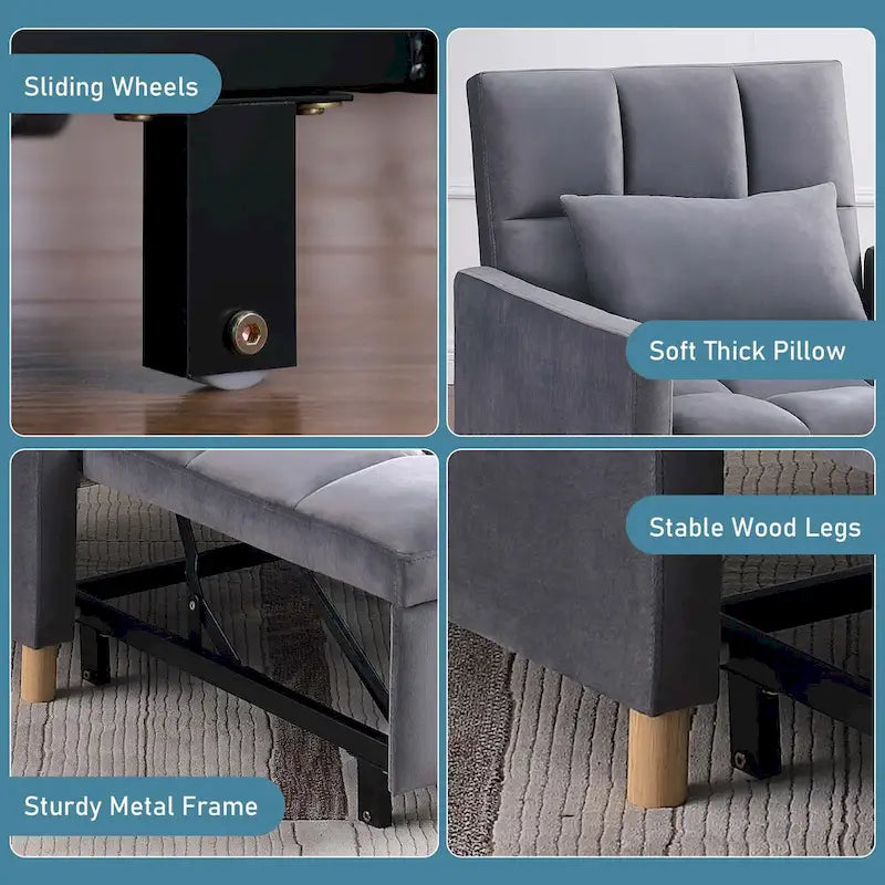 Aukfa Sleeper Chair Bed Convertible Single Sofa Chair with Pillow
