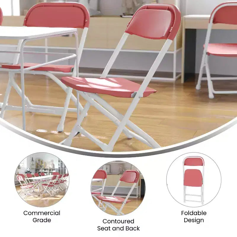 Flash Furniture Sedia Pieghevole per Bambini in Plastica, Confezione da 10