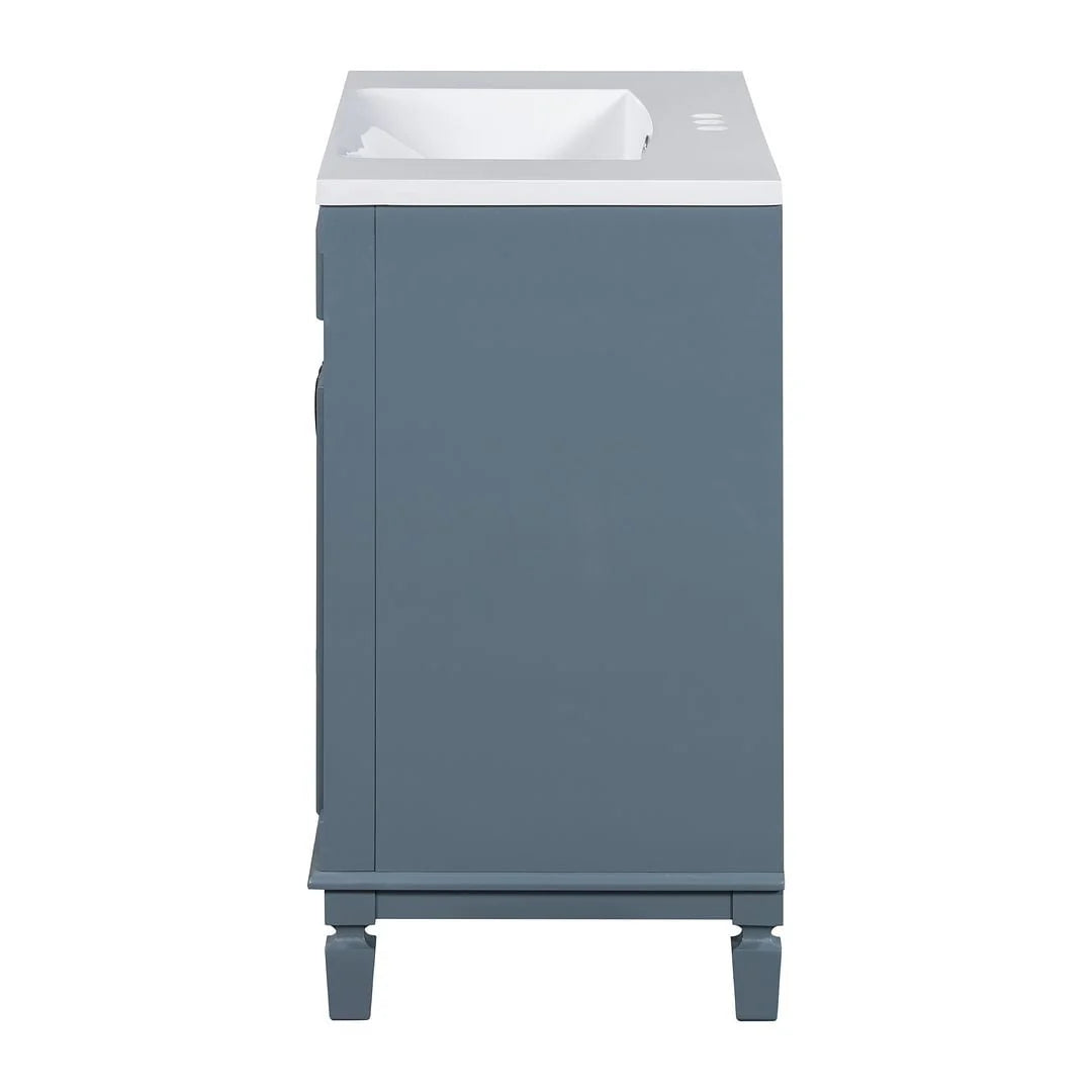 36'' Modern Bathroom Vanity with Top Sink and Mirror Cabinet,2 Doors and 2 Drawers