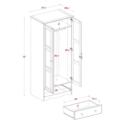 100% Solid Wood Flexible Wardrobe Armoire with Metal or Wooden Knobs