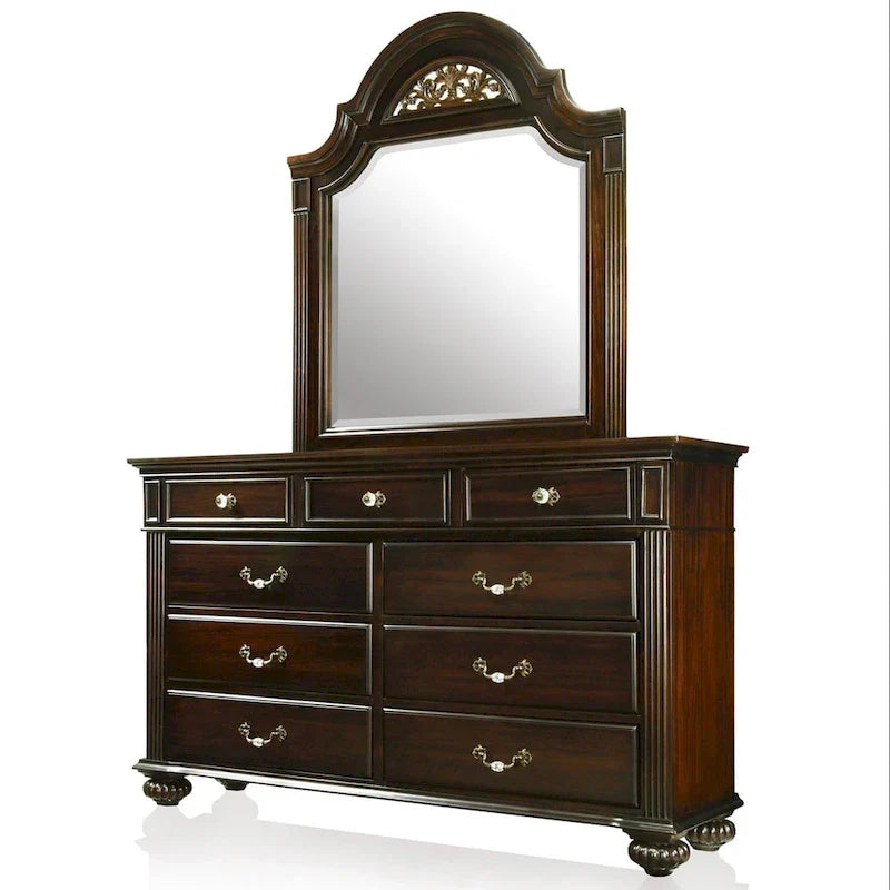Traditional 2-piece 9-Drawer Dresser and Mirror Set
