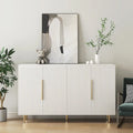 Bahut avec portes décoratives cannelées, buffet en bois avec poignées métalliques, meuble de rangement avec étagères réglables