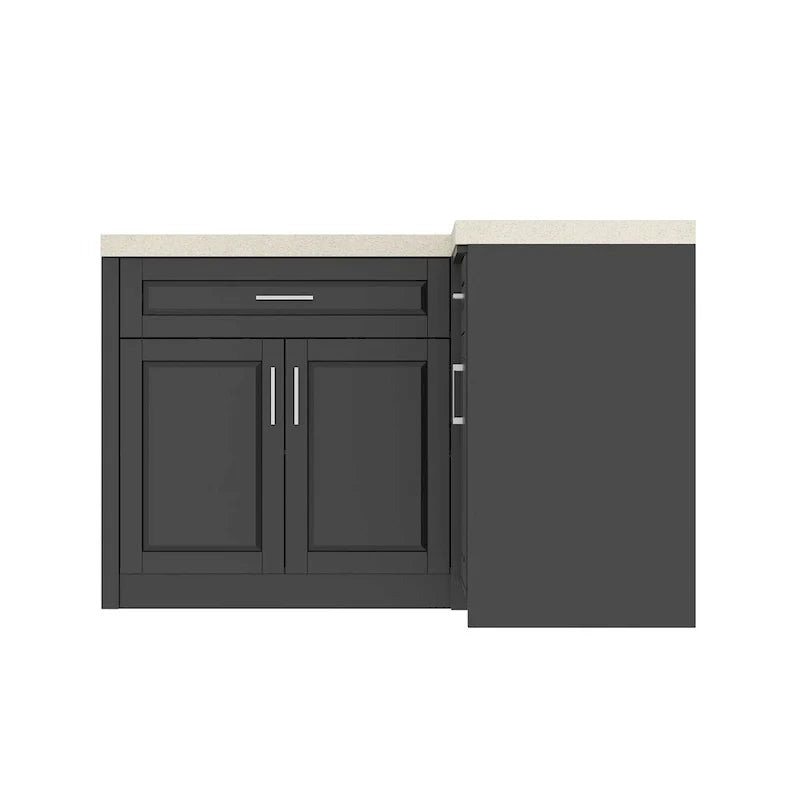 Efficient Corner Kitchen Cabinet L-Shape Kitchen Island: Ample Storage with Smooth - sliding Drawers,UV Countertop