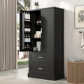 Tall Bathroom Storage Cabinet, Cabinet with Two Doors and Drawers, Adjustable Shelf, MDF Board