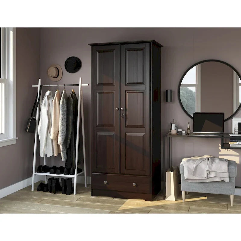 100% Solid Wood Flexible Wardrobe Armoire with Metal or Wooden Knobs