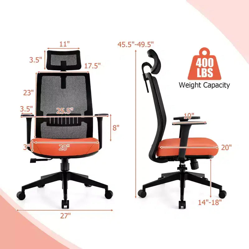Sedia da ufficio in rete Costway, alta, ergonomica, direzionale, regolabile in altezza, 180 kg