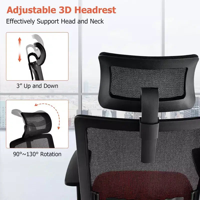 Sedia da ufficio in rete Costway, alta, ergonomica, direzionale, regolabile in altezza, 180 kg