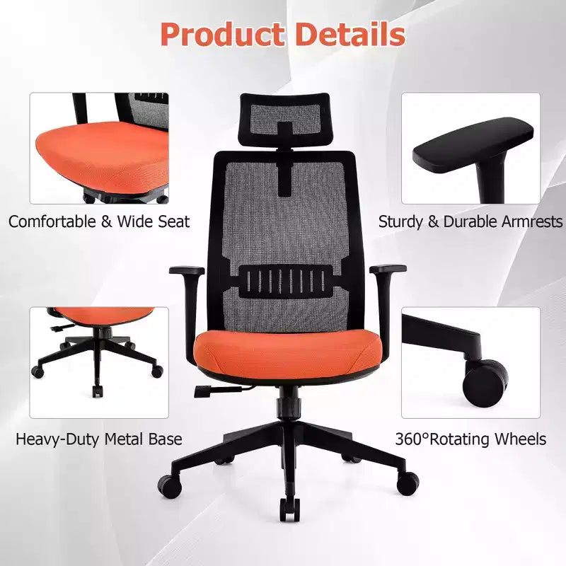 Sedia da ufficio in rete Costway, alta, ergonomica, direzionale, regolabile in altezza, 180 kg