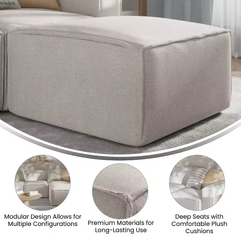 Divano Sezionale Modulare di Lusso Bridgetown Flash Furniture, Sedile Ottomano