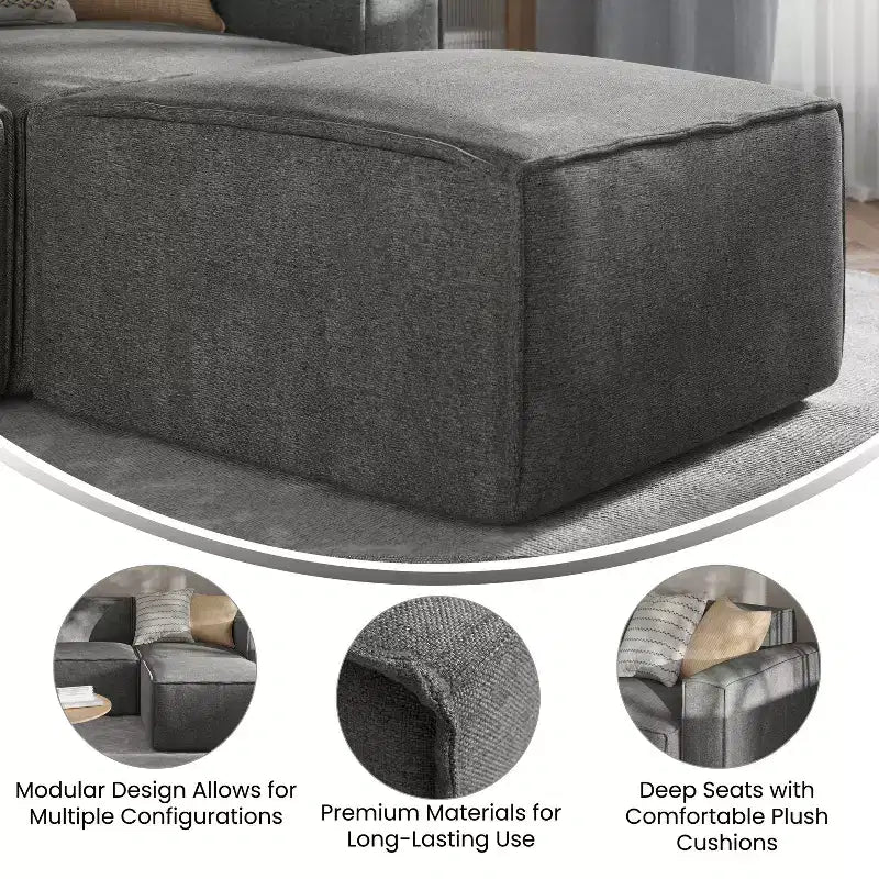 Divano Sezionale Modulare di Lusso Bridgetown Flash Furniture, Sedile Ottomano