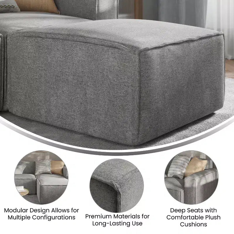Divano Sezionale Modulare di Lusso Bridgetown Flash Furniture, Sedile Ottomano
