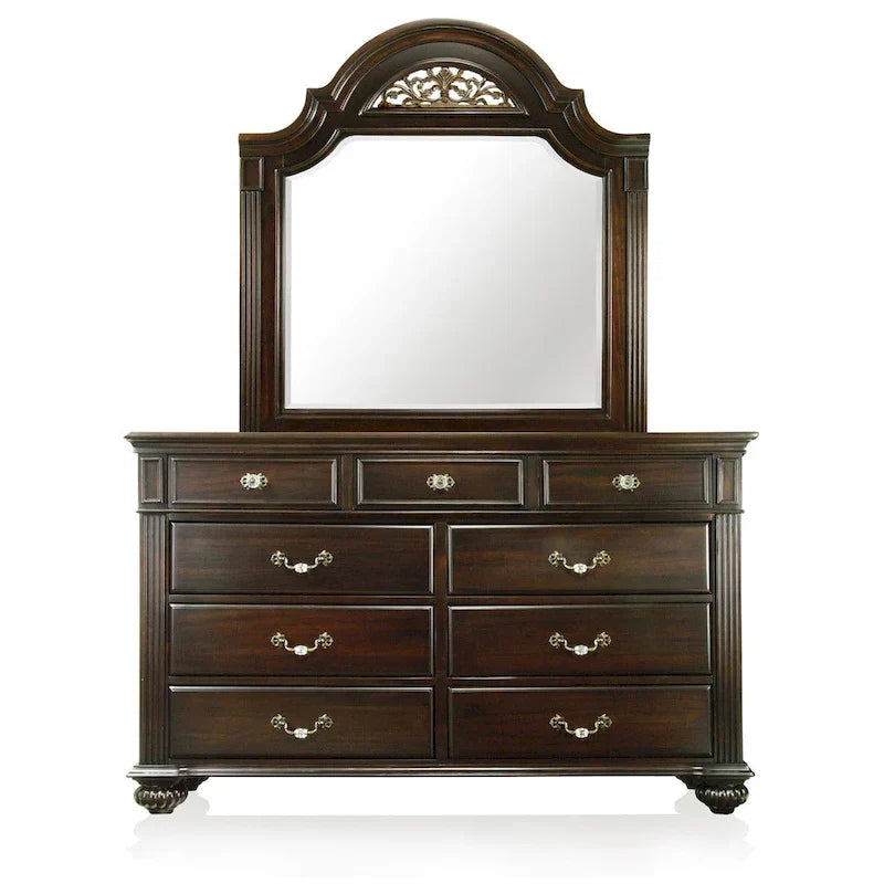 Traditional 2-piece 9-Drawer Dresser and Mirror Set