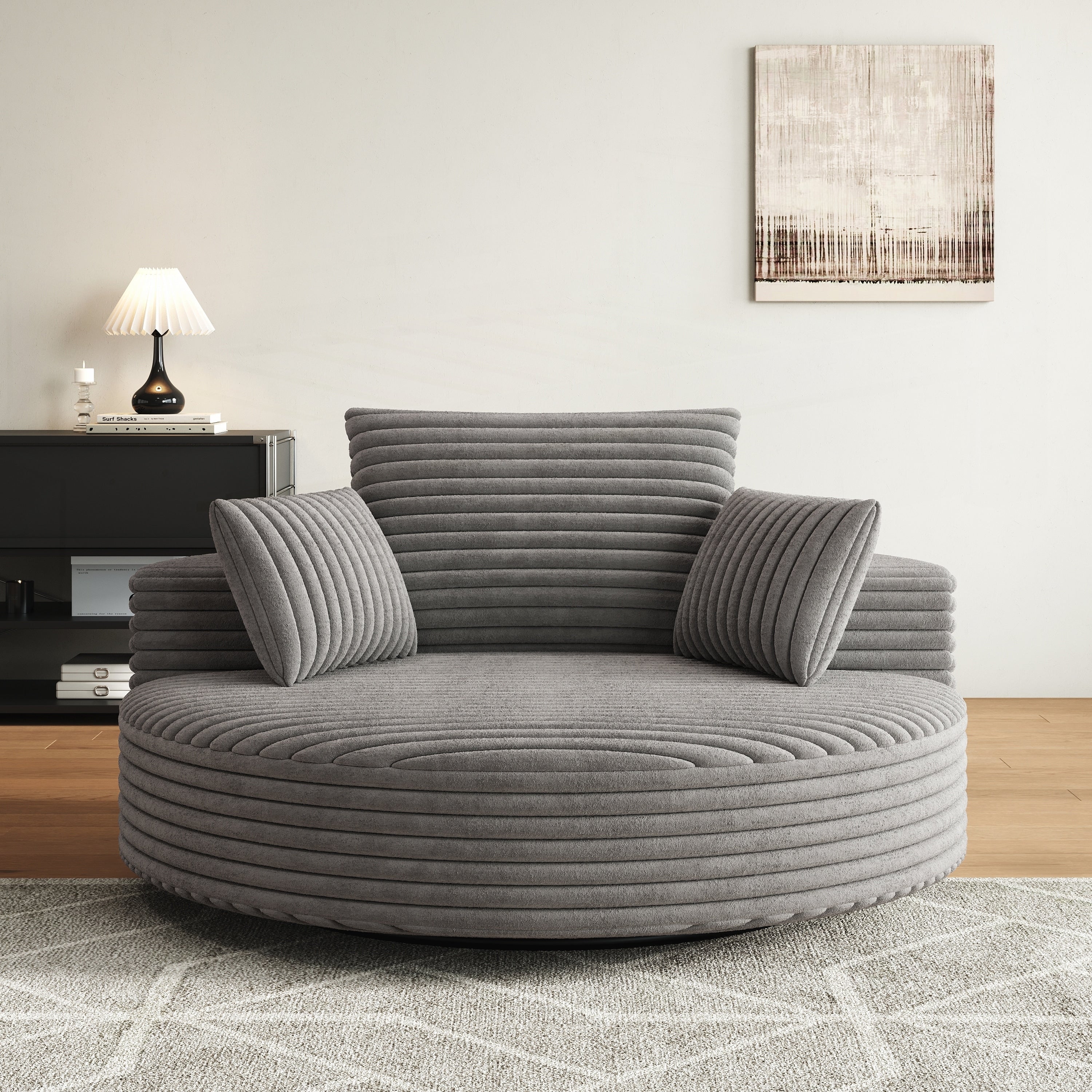 Corduroy Chenille Foam Single Swivel Chair