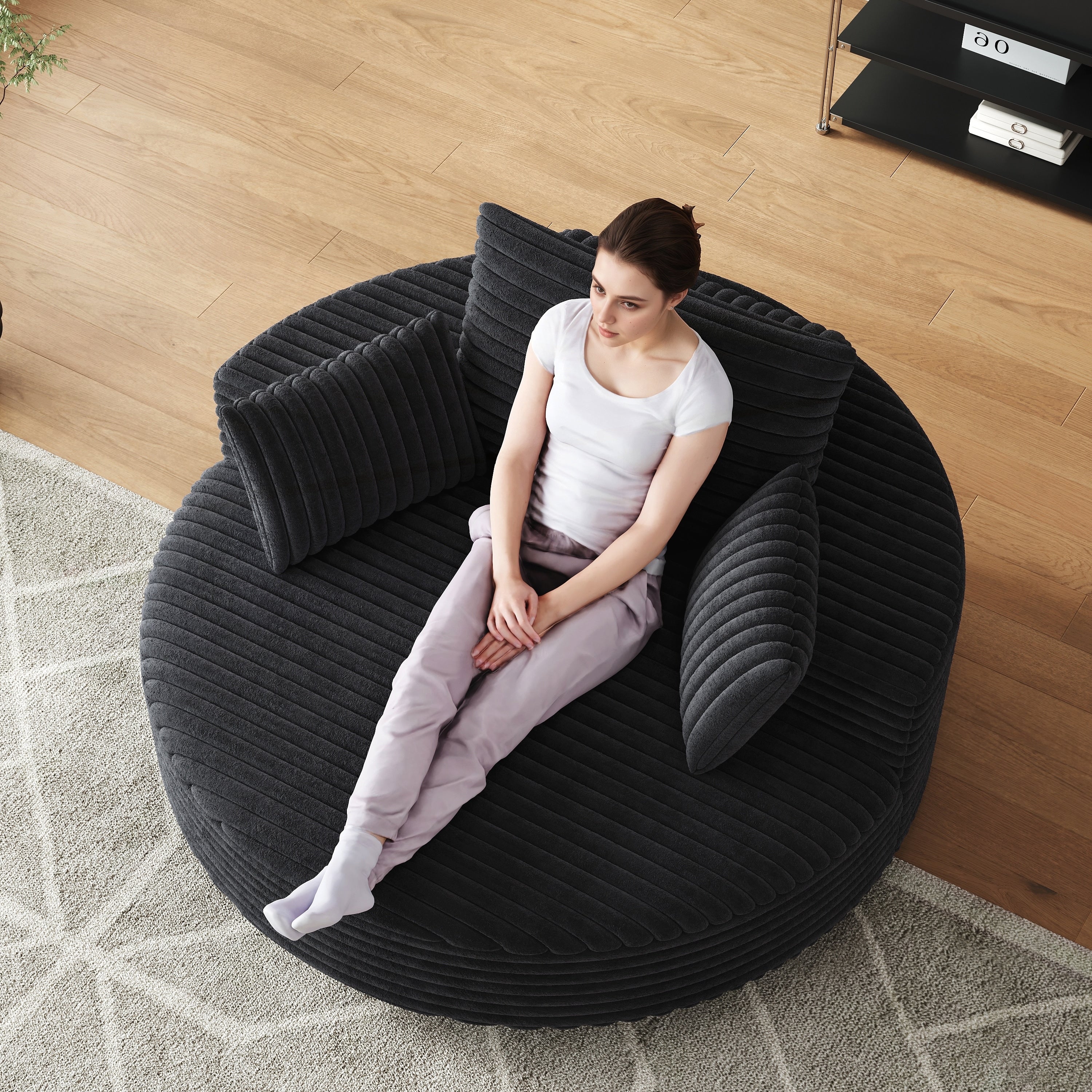 Corduroy Chenille Foam Single Swivel Chair