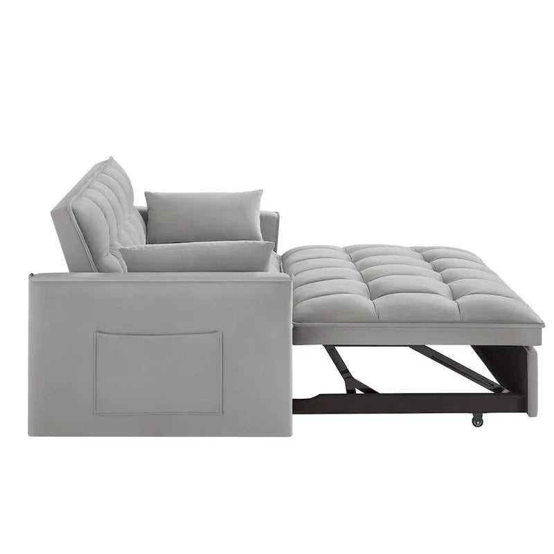 4 in1 Loveseat Sofa Bed with Armrests & Storage Pockets, Multi-Function Tufted Pull-out Sofa Bed with Adjustable Backrest