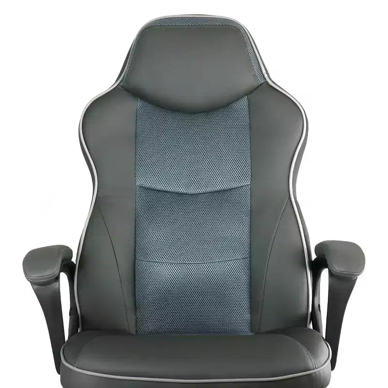 Sedia da ufficio regolabile Elama con schienale alto in similpelle grigio antracite