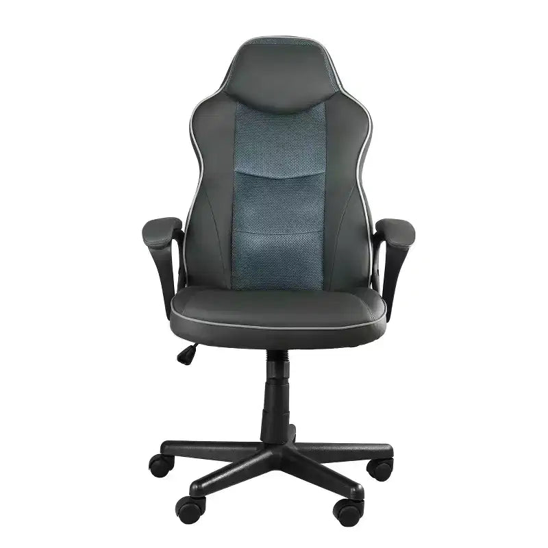 Sedia da ufficio regolabile Elama con schienale alto in similpelle grigio antracite