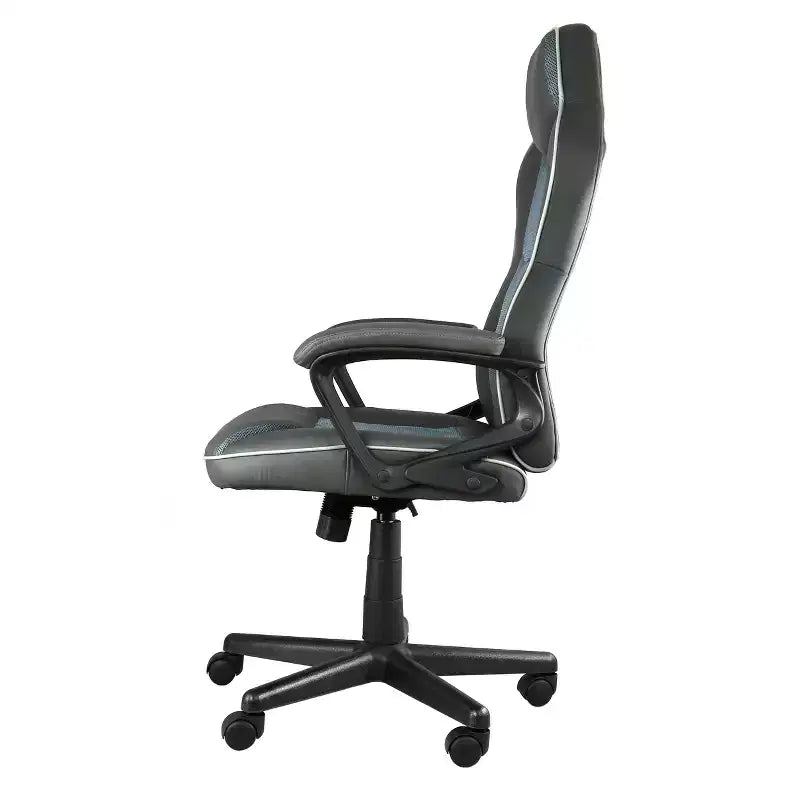 Sedia da ufficio regolabile Elama con schienale alto in similpelle grigio antracite